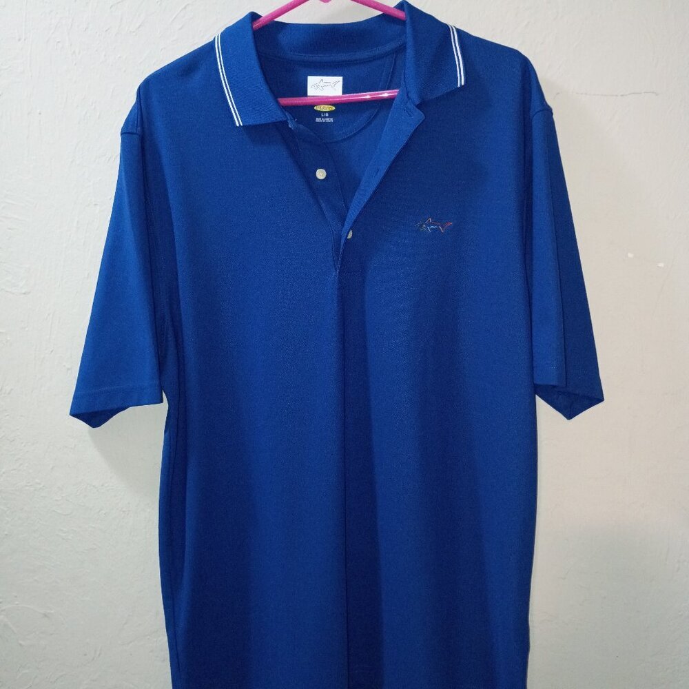 Greg Norman Polo Shirt Men’s Large Blue Short Sleeve Golf Performance Casual